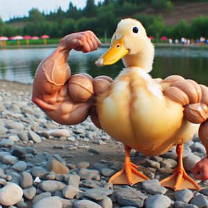 Muscle-Bound Duck: Comedic Display of Robust Physique
