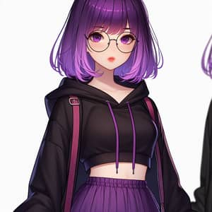 Asian Student with Purple Hair in Urban Style | Modern Fashion Look