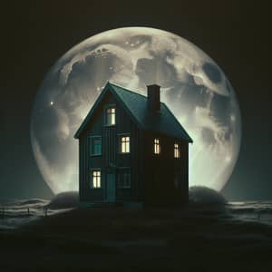 Mysterious House in Dark Colors with Moon Glow