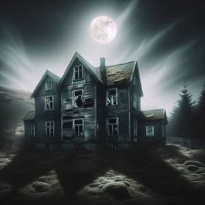 Desolate House Under Moonlit Sky | Abandoned Mansion