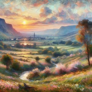 Serene Countryside Impressionist Landscape Image