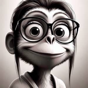 Humorous Female Monkey Cartoon with Goofy Glasses