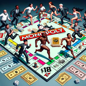 Monopoly Dash Board Game Illustration with Diverse Players