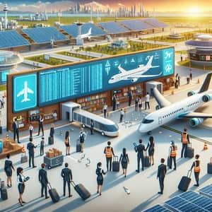 Futuristic Travel Scene | Innovative Airport and Employees