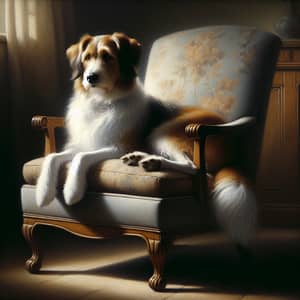 Tranquil Scene: Medium-Sized Dog Relaxing on Armchair in Indoor Setting