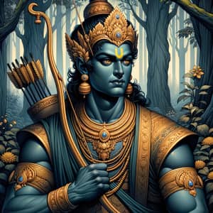 Mythological Prince Illustration - Divine Warrior in Royal Attire
