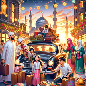 Eid al-Fitr Travel: Vibrant Scene of Family Joy