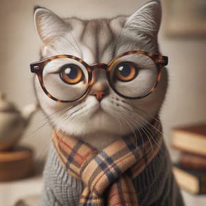 Cat with Glasses - Cute Feline in Eyewear