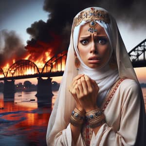 Sudanese Woman in Distress at Nile Bridge | Eerie Scene