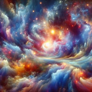 Mesmerizing Cosmic Scene with Swirling Galaxies and Vibrant Nebulae
