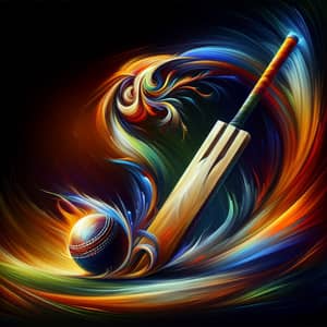 Abstract Cricket Bat and Ball Painting - Capturing the Excitement