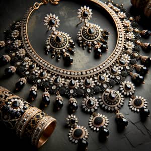 Exquisite Black Kundan Jewelry Set | Rajasthani Craftsmanship
