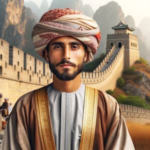 Middle-Eastern Man in Traditional Omani Attire at China Wall