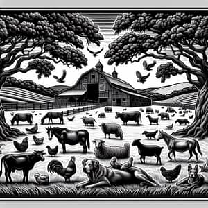 Vintage Farm Landscape T-Shirt Design