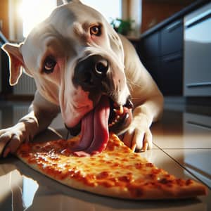 Dogo Argentino Eating Pizza: Cheesy Delight for Your Canine Companion