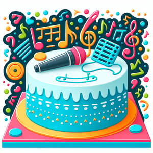 Pop Music Inspired Cake Design: Microphone, Music Notes & Funky Patterns