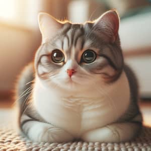 Tranquil Domestic Short-Haired Cat | White and Gray Tabby