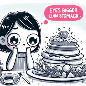 Eyes Bigger Than Your Stomach: French Idiom Illustration