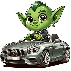 Mischievous Goblin Drives Luxury European Car