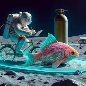 Fascinating Fish Astronauts on Moon's Surface