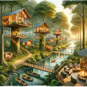 Luxury Treehouses in Serene Forest: Unique Designs & Lakeside Views
