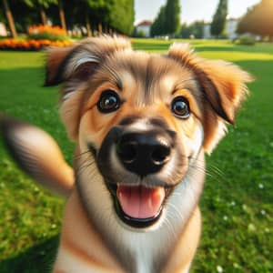 Healthy Playful Dog with Shiny Fur | Wagging Tail Happiness