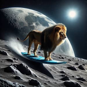 Majestic Lion Surfing on the Moon | Unconventional & Surreal