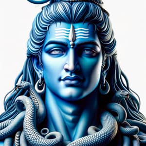 Lord Shiva: Realistic Illustration with Beautiful Blue Skin and Snakes