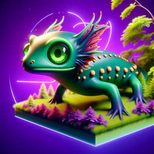 Intriguing Salamander-Inspired Creature with Vibrant Green Eyes