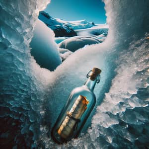 Frozen Glacier View with Antique Bottle: Untold Narratives