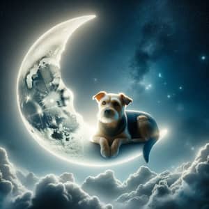 Serene Moonlit Scene with a Small Dog