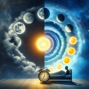 Cycle of Sleep: Night Turning Into Day with Celestial Bodies