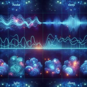 Surrealistic Interpretation of Sleep Stages with Glowing Brain Waves