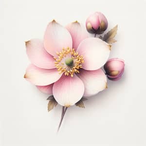Delicate Pink Flower in Watercolor Style - Minimalistic Still Life Composition