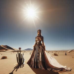 Middle-Eastern Woman in Traditional Egyptian Attire Desert Scene