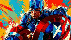 Captain America Portrait in Comic Book Style - Digital Painting