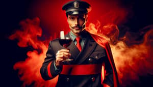 Charismatic Fireman with Red Wine - Political Satire