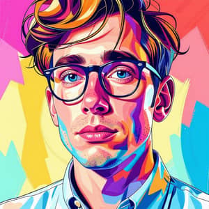 Whimsical Male Teacher Portrait | Pastel Colors, Digital Art