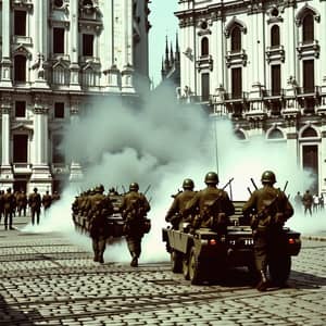 American Troops Landing in Piazza Duomo, Milan - Vintage War Photography