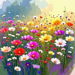 Vibrant Wildflowers Impressionist Painting