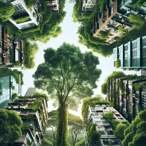 Urban Trees in Naturalistic Style - City Infrastructures & Verdant Foliage