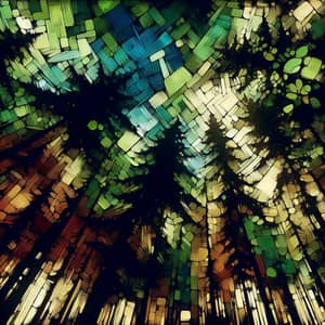 Abstract Treetops in Vibrant Earthy Colors | Forest Canopies Art