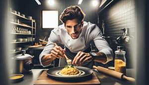 Skilled Chef Crafting Gourmet Risotto | Culinary Magazine Style