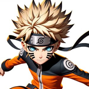Dynamic Animation Character with Spiky Blond Hair and Blue Eyes