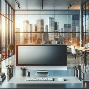 Professional Office Background with Modern City View