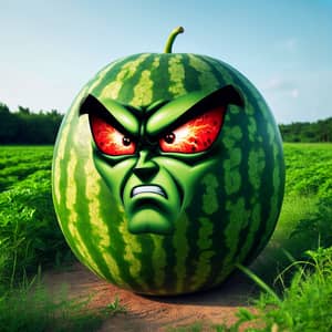 Angry Watermelon in Vibrant Green and Red Colors