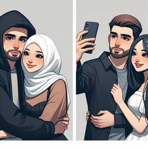 Multicultural Couples Taking Selfies | Diverse Relationship Photos