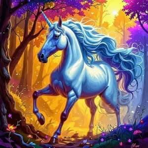 Majestic Unicorn in Fantastical Forest | Fantasy Digital Painting