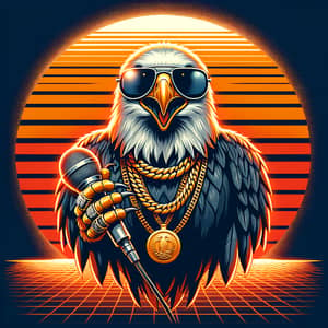3D Rapper Eagle with Sunglasses and Microphone | California Eagles