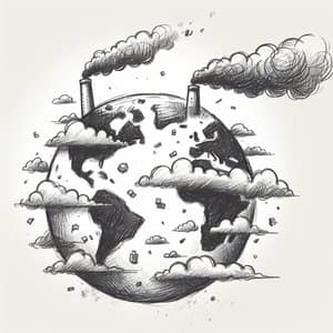 Environmental Degradation Sketch: Earth Pollution Illustration